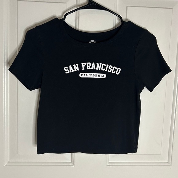Social Culture Ribbed Cropped San Francisco California T-shirt Size M (0287) - Picture 3 of 7